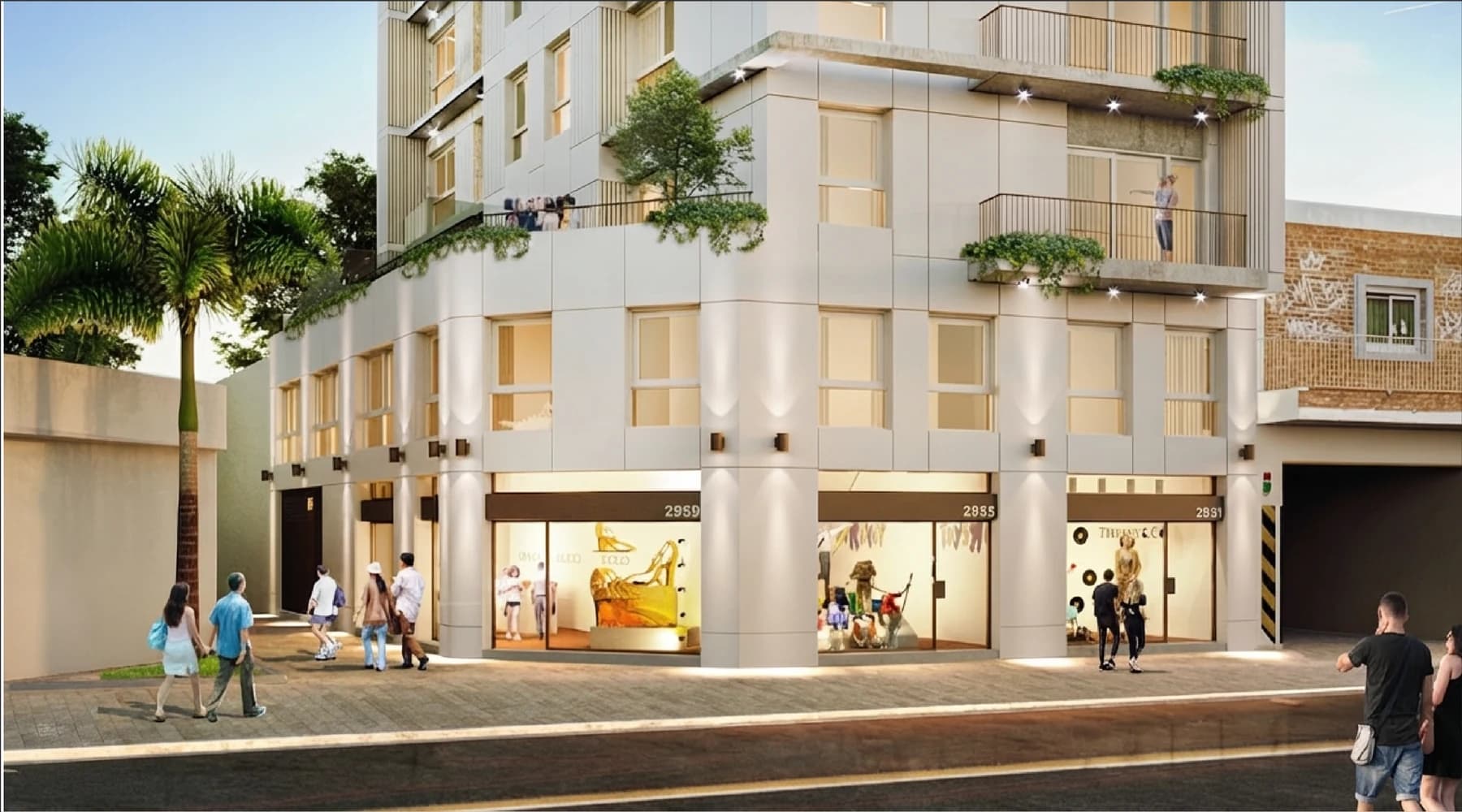 Render ilustrativo de los locales comerciales de planta baja