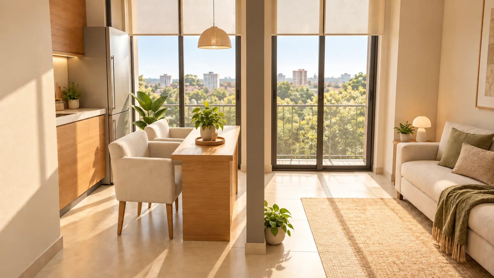 Render ilustrativo de interior para tipología C