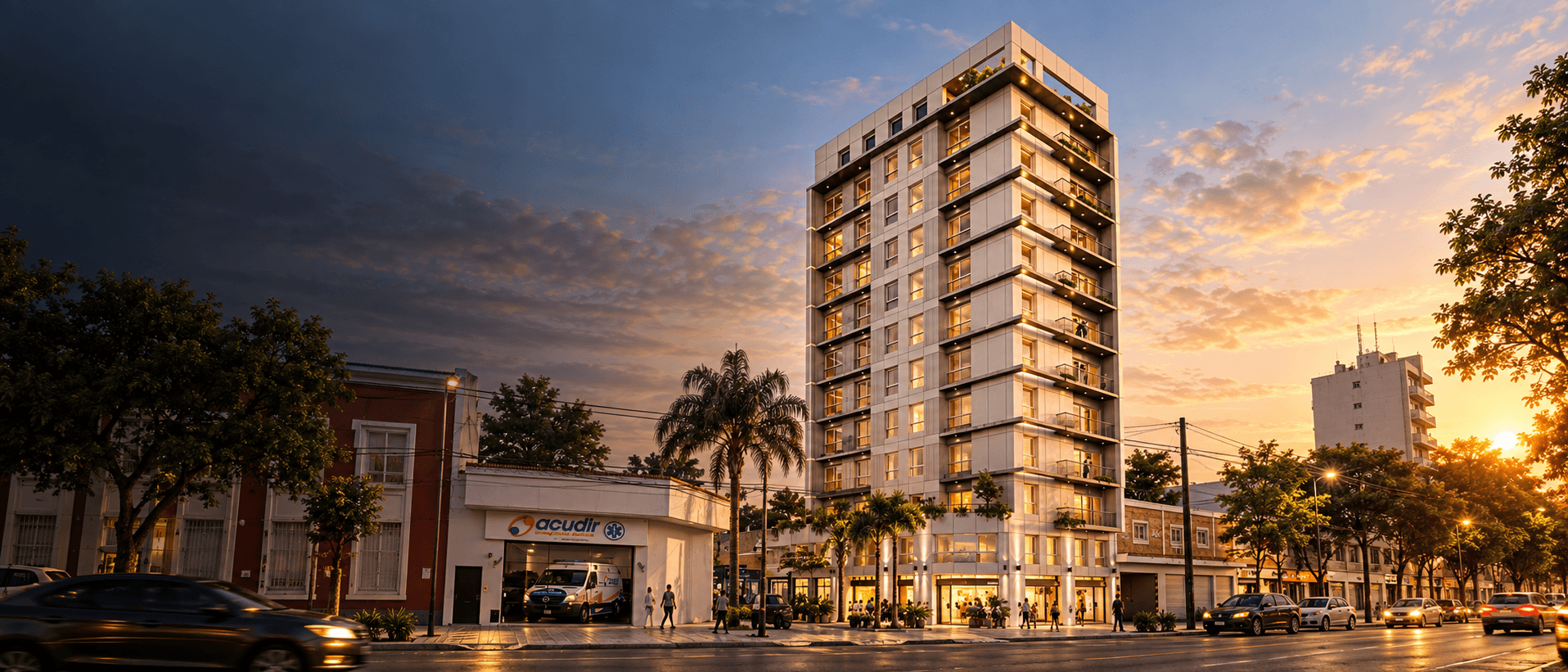Render ilustrativo del edificio completo y locales de Av. Mitre 2959